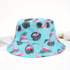 Flamingo Print Bucket Hat Casual Cartoon Basin Hat For Women Men