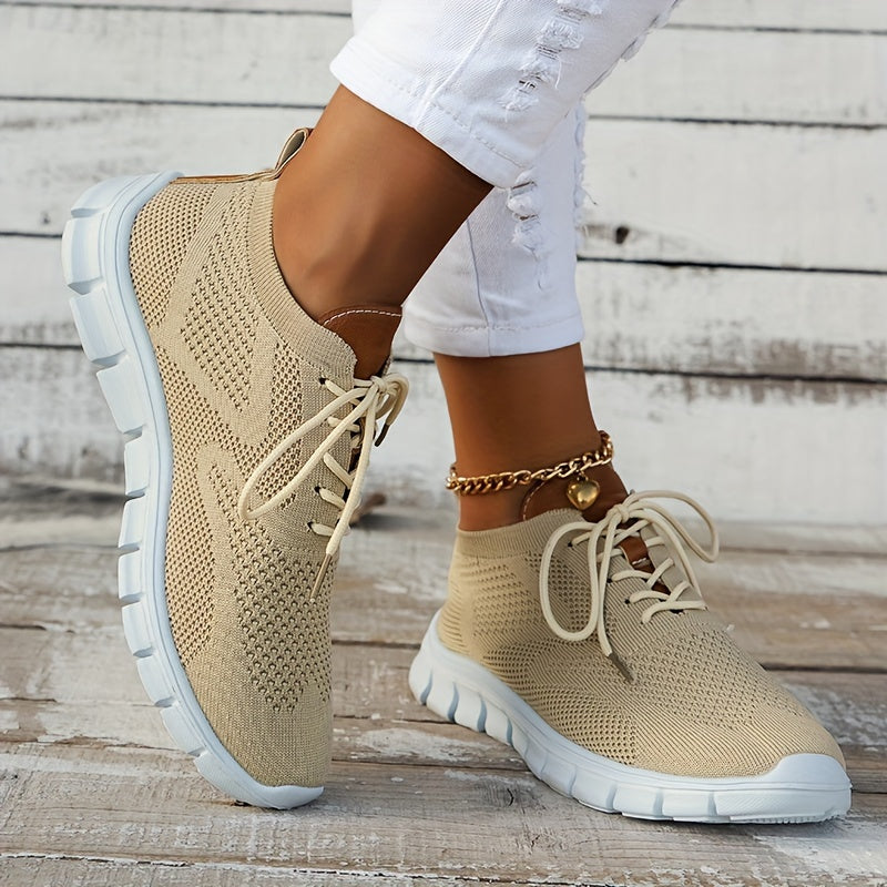 Soft Bottom Lightweight Mesh Sneakers Lace Up Running Shoes
