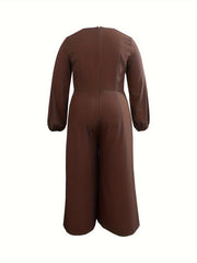 Solid Long Sleeve Wide Leg Jumpsuit