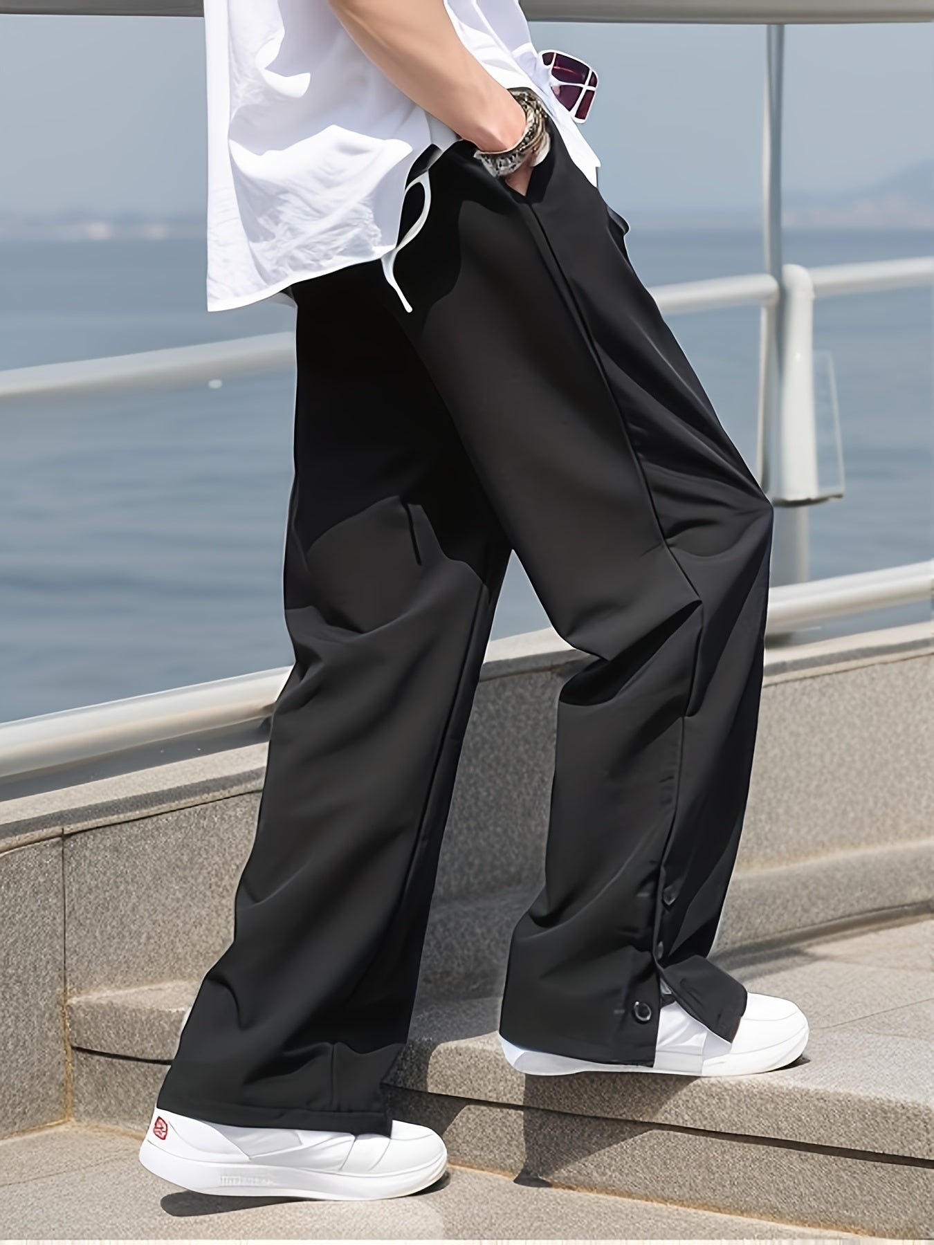 Men's Loose Fit Mopping Trousers Casual Straight Leg Pants