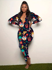 Christmas Print Lounge Jumpsuit Women's Loungewear