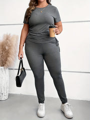 Lace Up Top & Leggings Two Piece Set