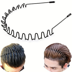 Metal Hair Band For Men Unisex Wavy Spring Headband