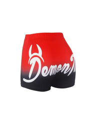 Women's Plus Art Letter Print Ombre Elastic High Rise Medium Stretch Shorts