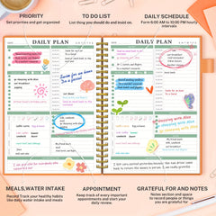 Undated Daily Planner Spiral To Do List Meal Tracker Appointment Hourly Pocket