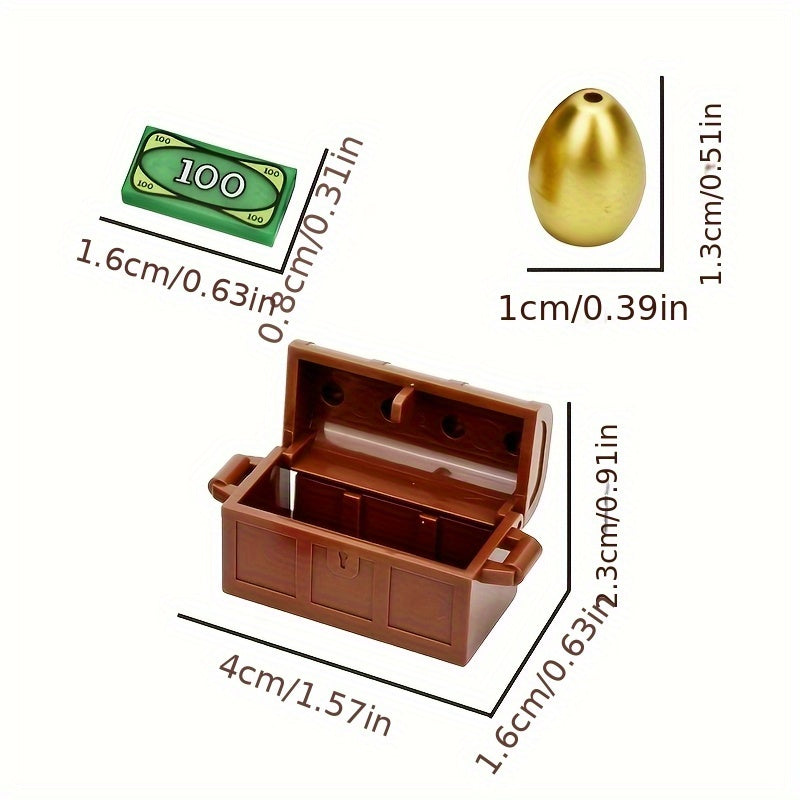 Treasure Chest Toy with Golden Coins, Bricks, Dollar Bills, Gemstones