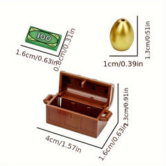 Treasure Chest Toy with Golden Coins, Bricks, Dollar Bills, Gemstones