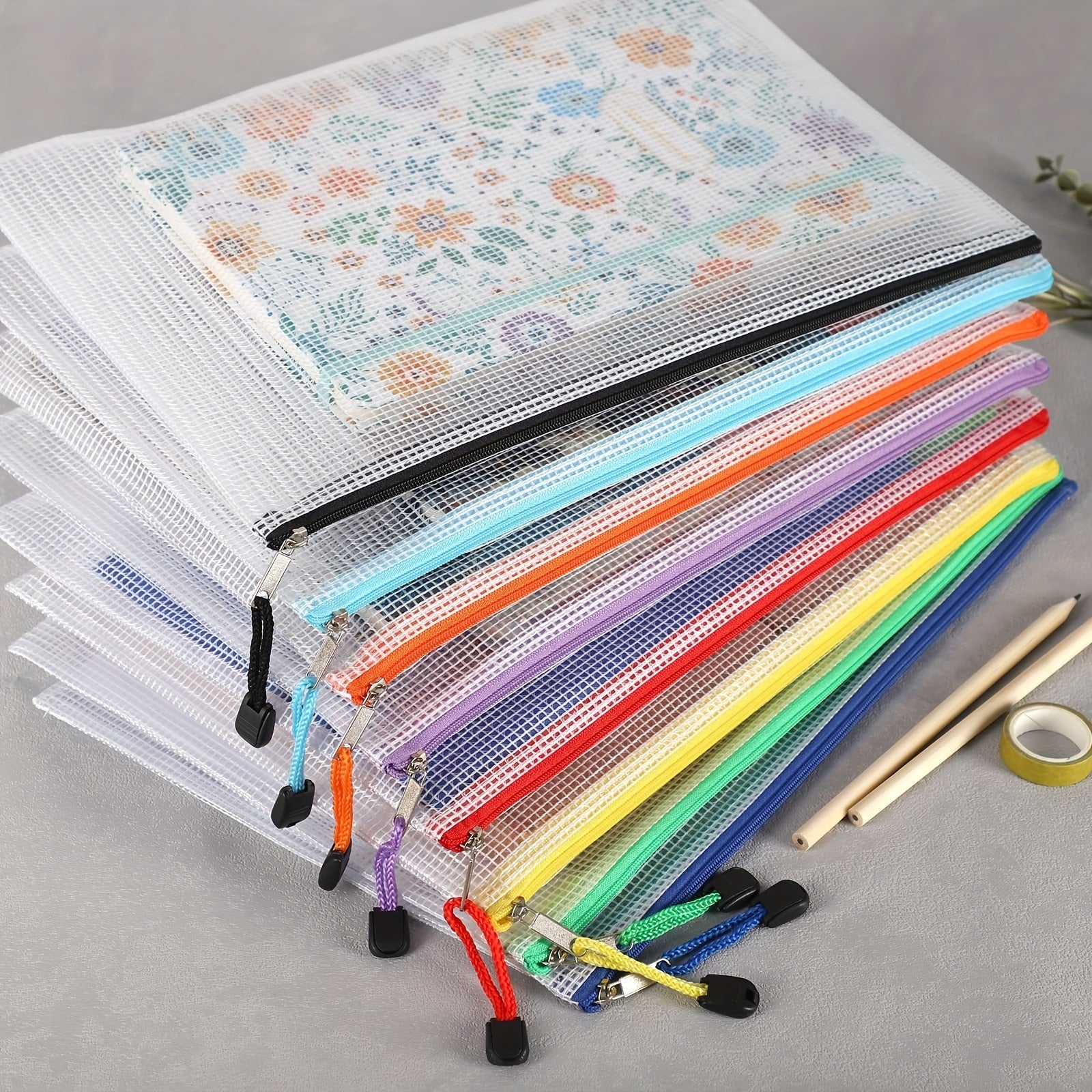 24PCS Zipper File Bags for Sorting & Storage Letter Size A4