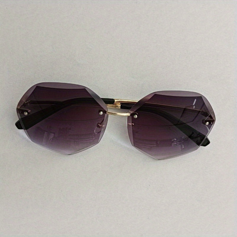 Large Rimless Sunglasses Gradient Metal UV400