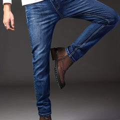 Classic Semi-Formal Stretch Denim Pants Men's Casual Business