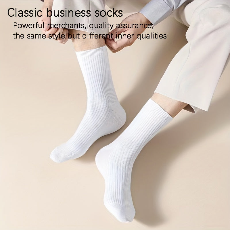 Men's Striped Crew Socks, Moisture Wicking, All Season, 5 Pairs