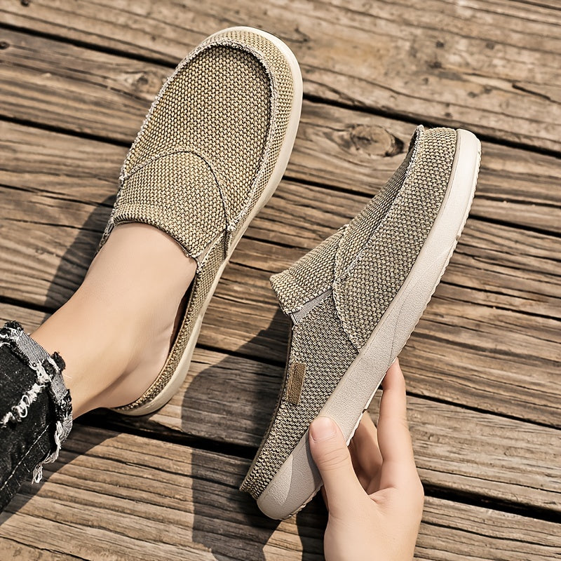 Men's Canvas Slip On Mules Lightweight Comfortable Open Back Shoes