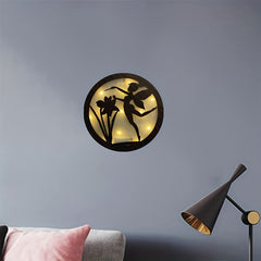 Kids Room Wall Clock LED Light Retro Wooden Sign Hanging Decoration