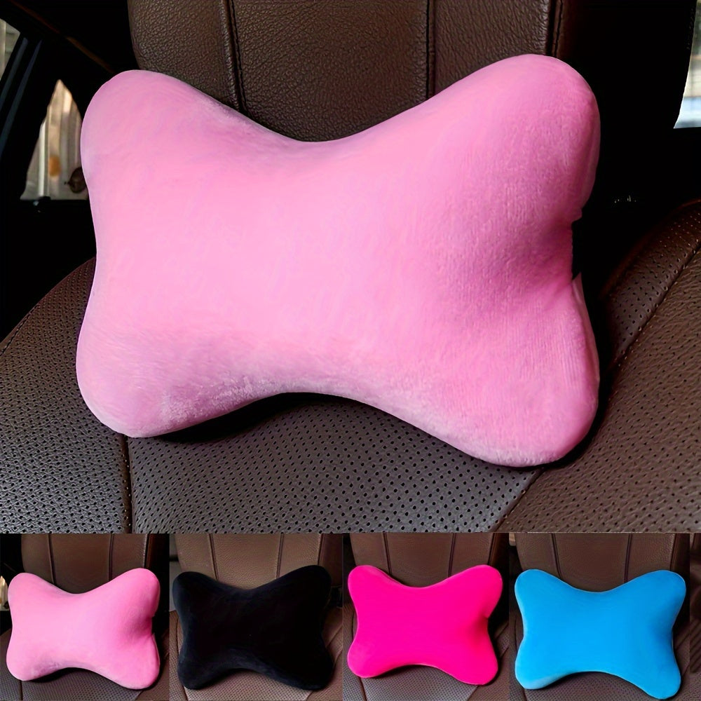 Cartoon Car Head & Waist Support Pillow Set Plush Winter Interior Decor