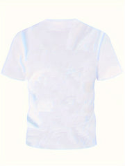 Graphic Crew Neck Short Sleeve T shirt Girls Casual Pullover Tops