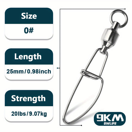 9KM Heavy Duty Fishing Swivels Stainless Steel Ball Bearing Swivels