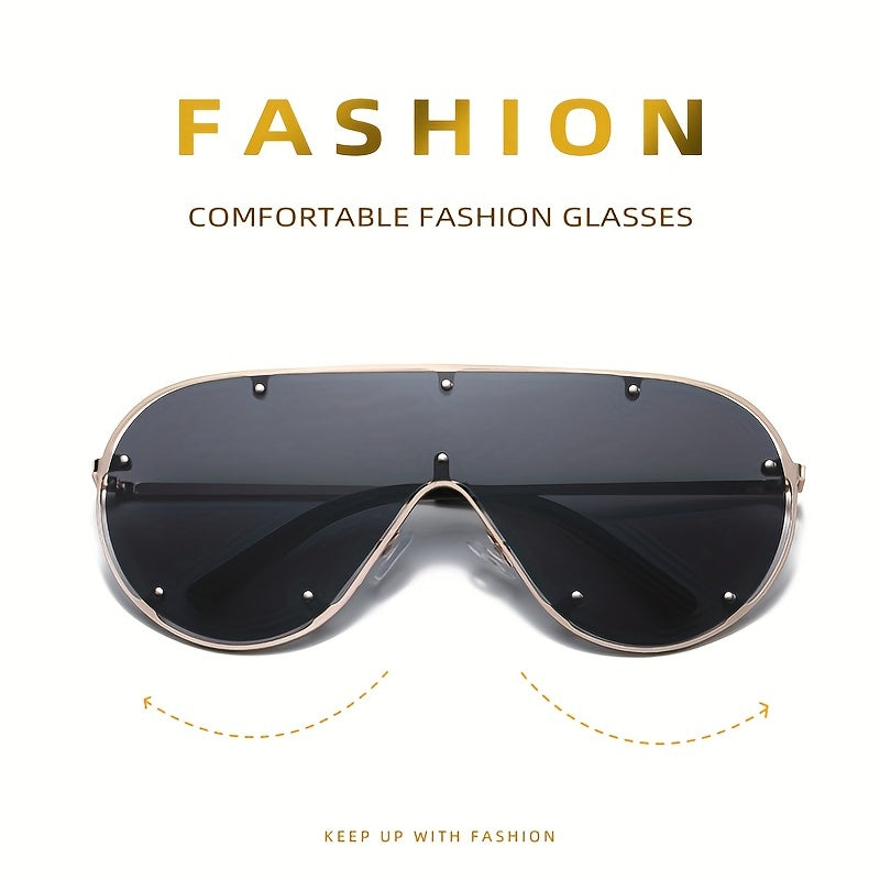Y2K Shield Sunglasses Rivet Gradient Sun Shades UV400