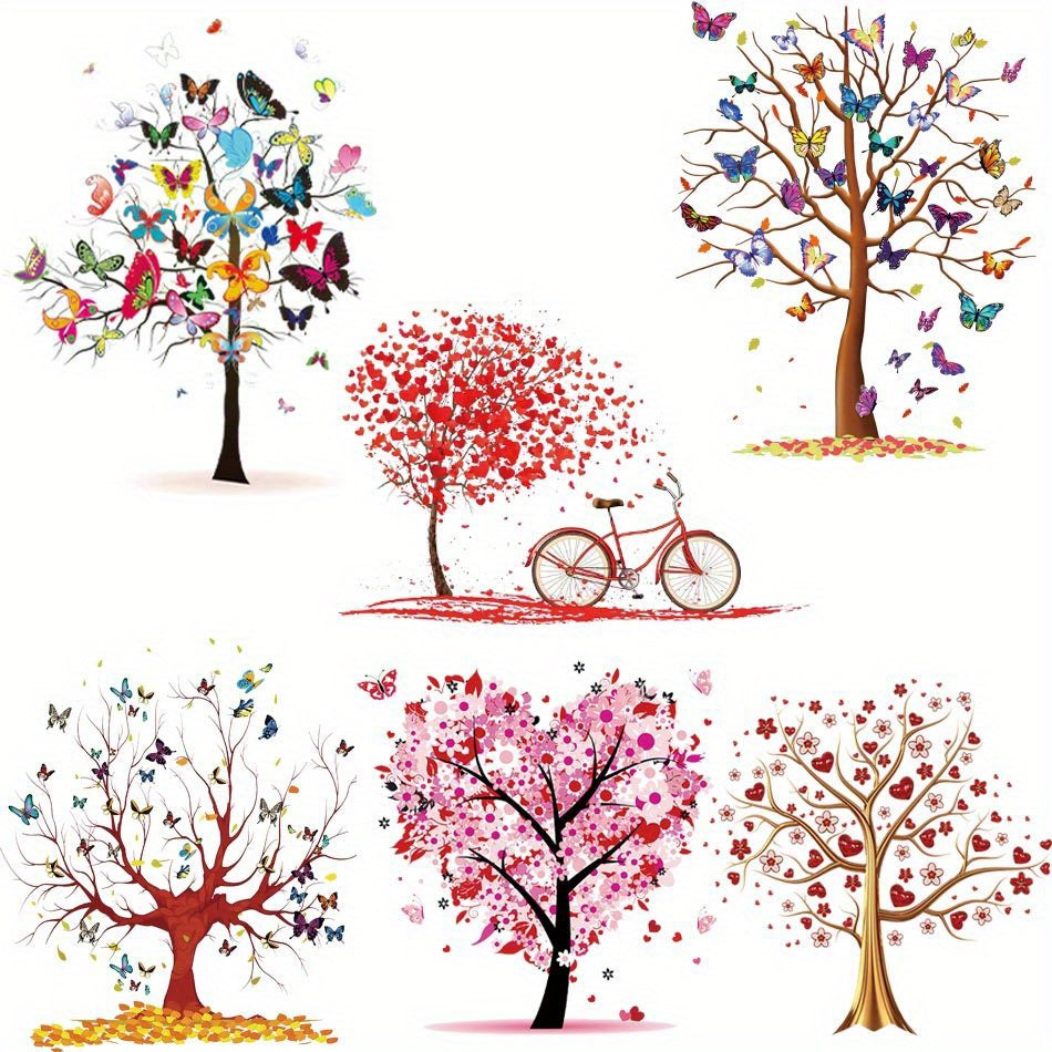 6pcs Tree Heat Sticker On T shirt DIY Iron On Transfer For Clothing