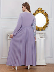 Abaya Dress Women's Plus Contrast Lace Bell Sleeve