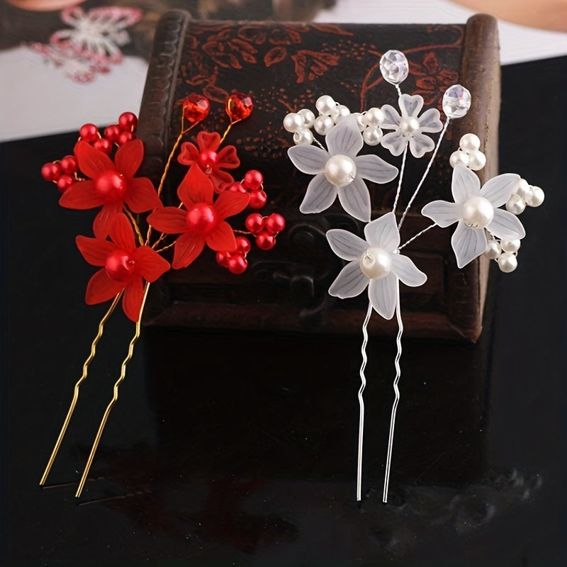 Faux Pearl Hairpin U-shaped Hair Clip Bridal Head Jewelry