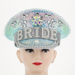 Faux Pearl Bride Hat Sequin Rhinestone Bachelorette Party Captain Caps