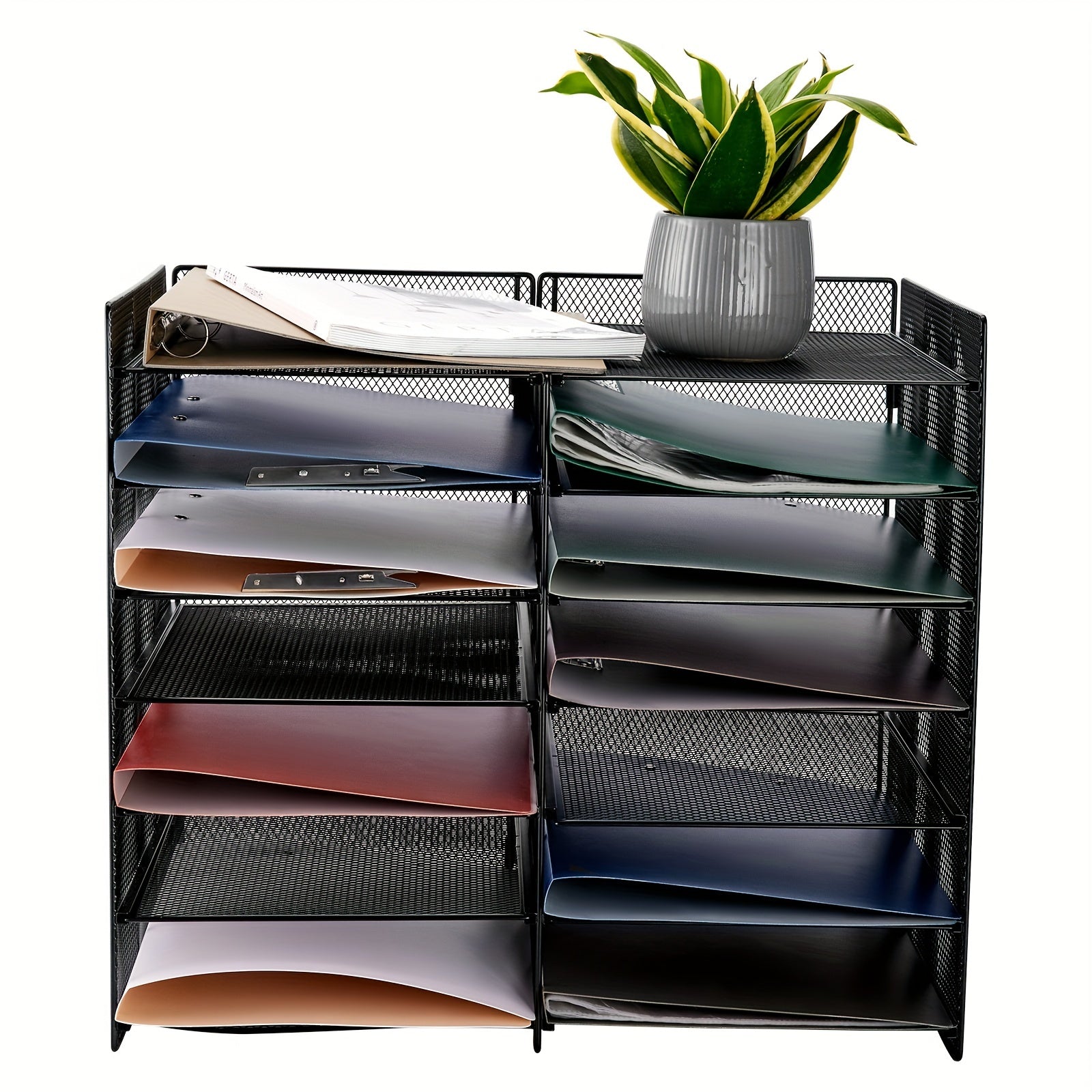 Bilateral Grid Desktop Document Organizer 12 Tray Paper Sorter Home & Office