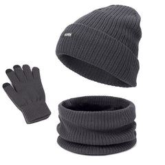 Winter Plus Velvet Hat Scarf Gloves Set Men Women Knitted Thickened Warm