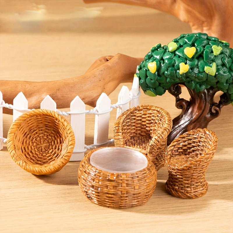 6pcs Mini Resin Basket Dollhouse Accessories