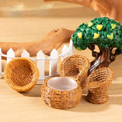 6pcs Mini Resin Basket Dollhouse Accessories