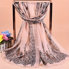 Vintage Geometric Print Chiffon Scarf Boho Thin Windproof Shawl