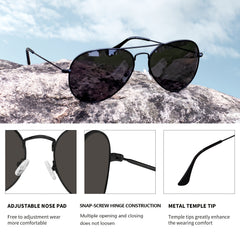 MAXJULI Polarized Aviator XL Sunglasses Metal Frame 8810