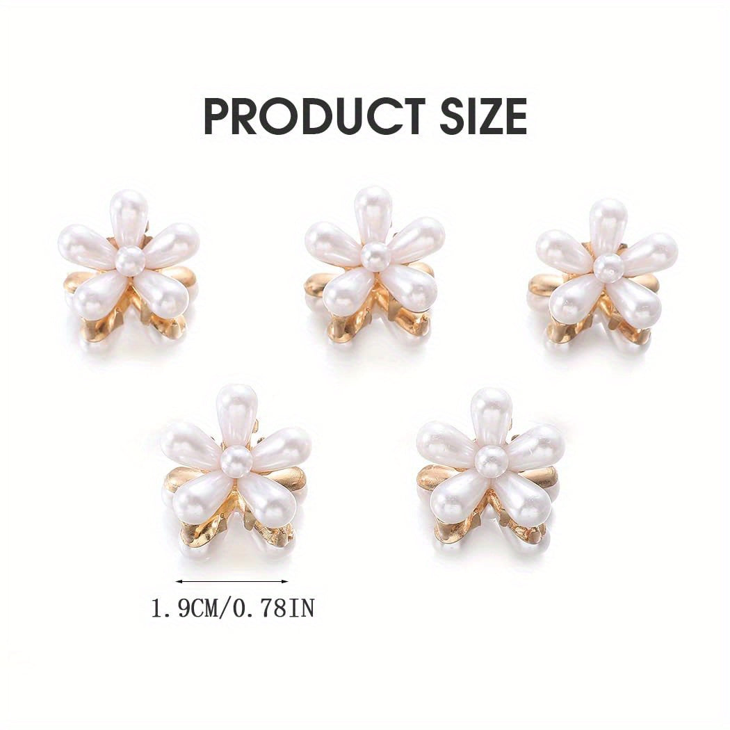 5pcs Pearl Hair Claw Clips Flower Decorative Hair Barrettes for Girls