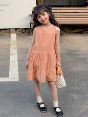 Girl's Polka Dot Princess Dress Sleeveless Crew Neck Summer Clothing