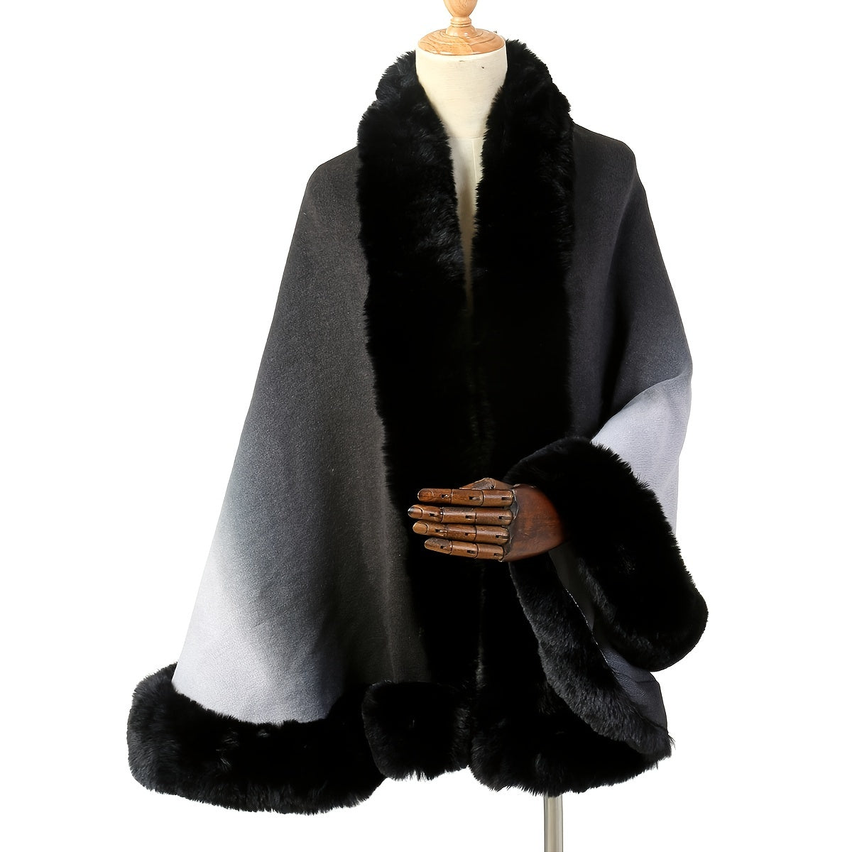 Rabbit Fur Shawl Scarf Collar Cashmere Cloak Winter Warm Wrap