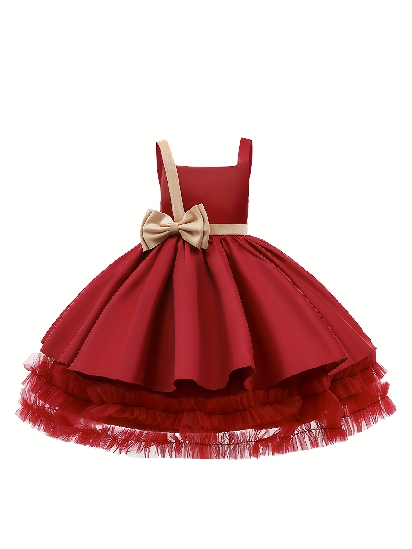 Girls Princess Maxi Dress for Formal Wedding Evening Party with Big Bow