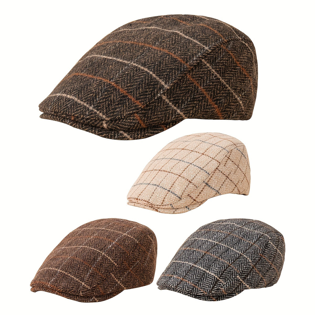 British Plaid Flat Cap for Autumn and Winter Unisex