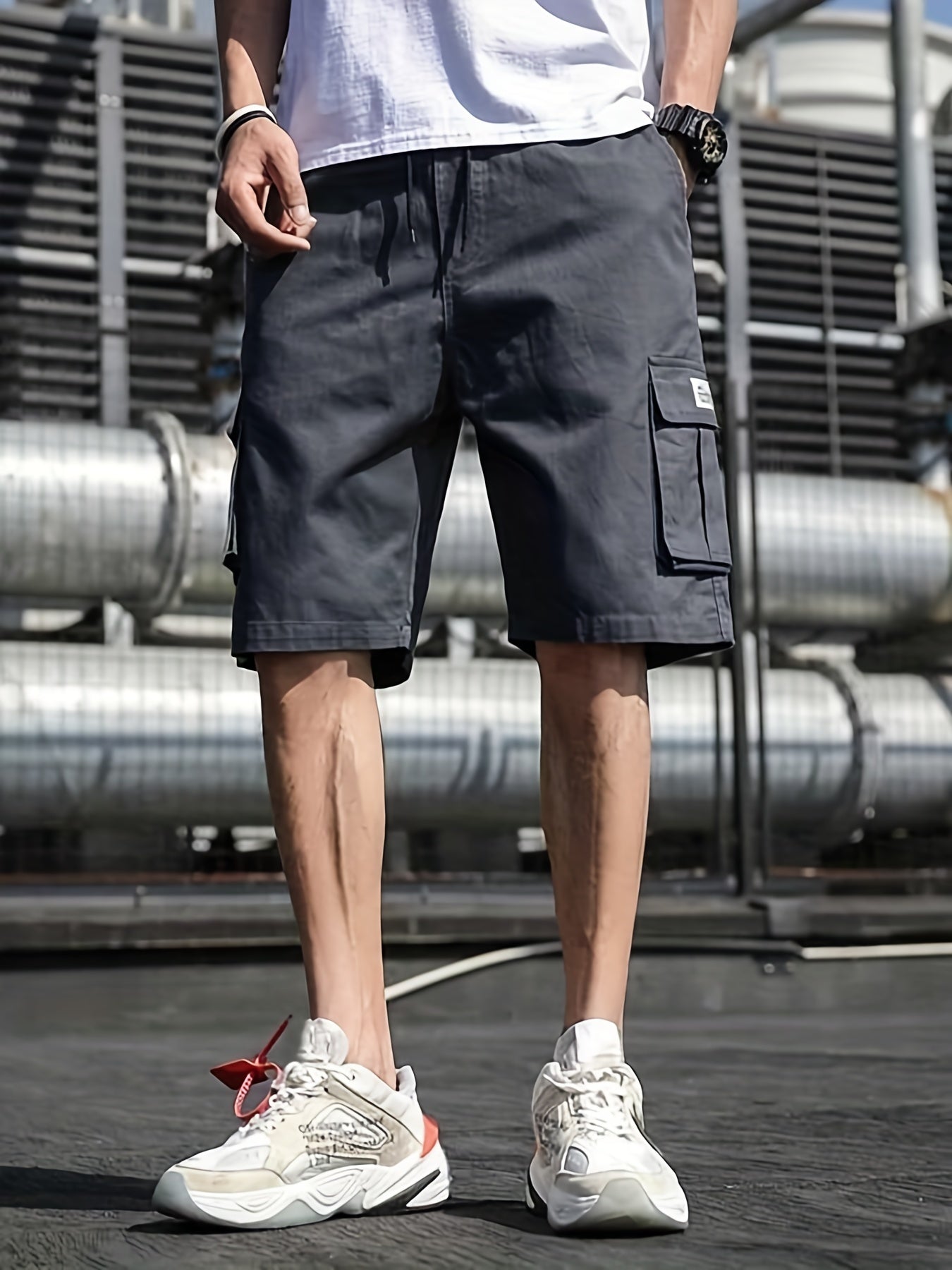 Men's Casual Cargo Shorts Outdoor Summer Drawstring Waist Pocket