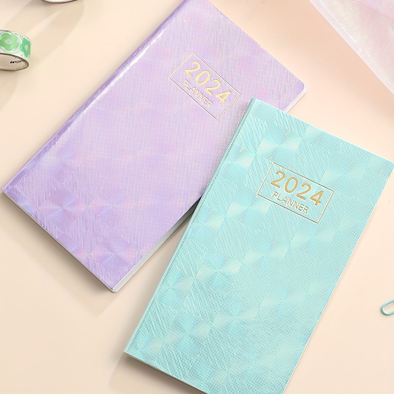 A6 Laser English Schedule Book Colorful Star Cover Weekly Calendar Plan Book