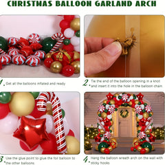 225pcs Christmas Balloon Garland Arch Kit - Candy, Cane, Latex, Star Balloons
