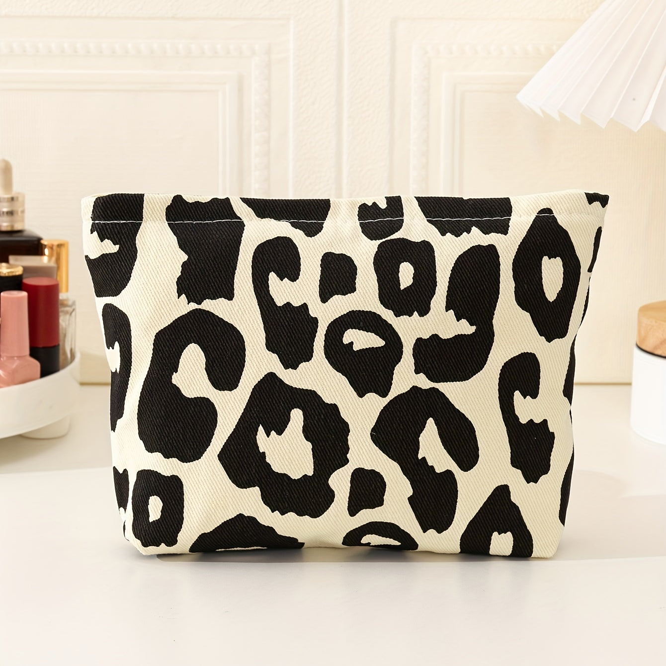 Leopard Pattern Cosmetic Bag Pink Makeup Bag Travel Toiletry Bag