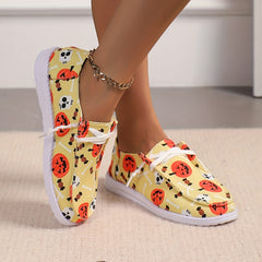 Scary Pumpkin Pattern Slip On Sneakers Lightweight Comfortable Boat Shoes