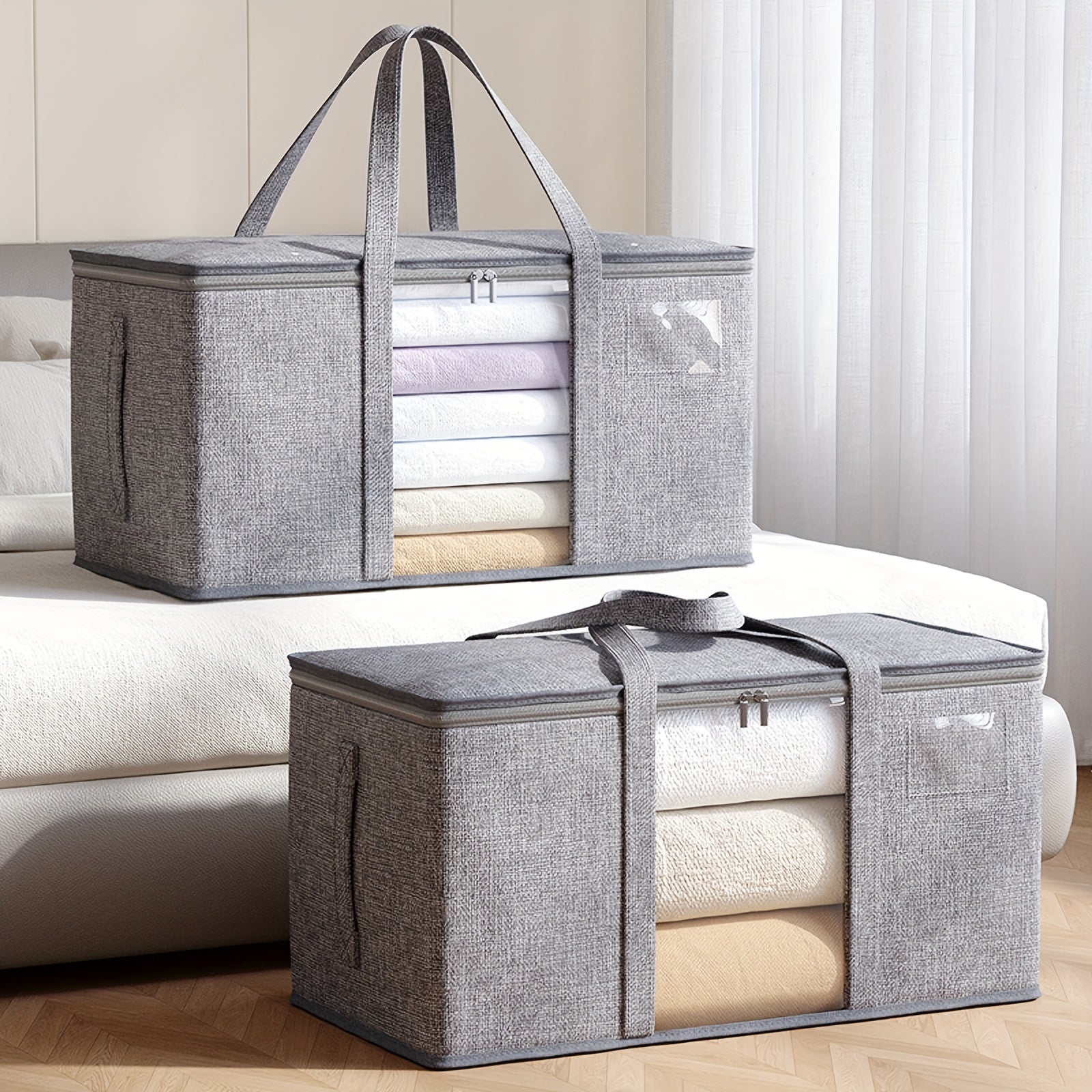 Large Capacity Storage Bag Lightweight Clothes Storage Bag With Window & Handles