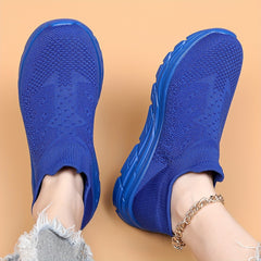 Solid Mesh Breathable Woven Casual Shoes Soft Comfortable Shock Absorption