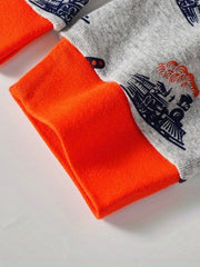 Boys Train Graphic Long Sleeve T Shirt & Pants Set