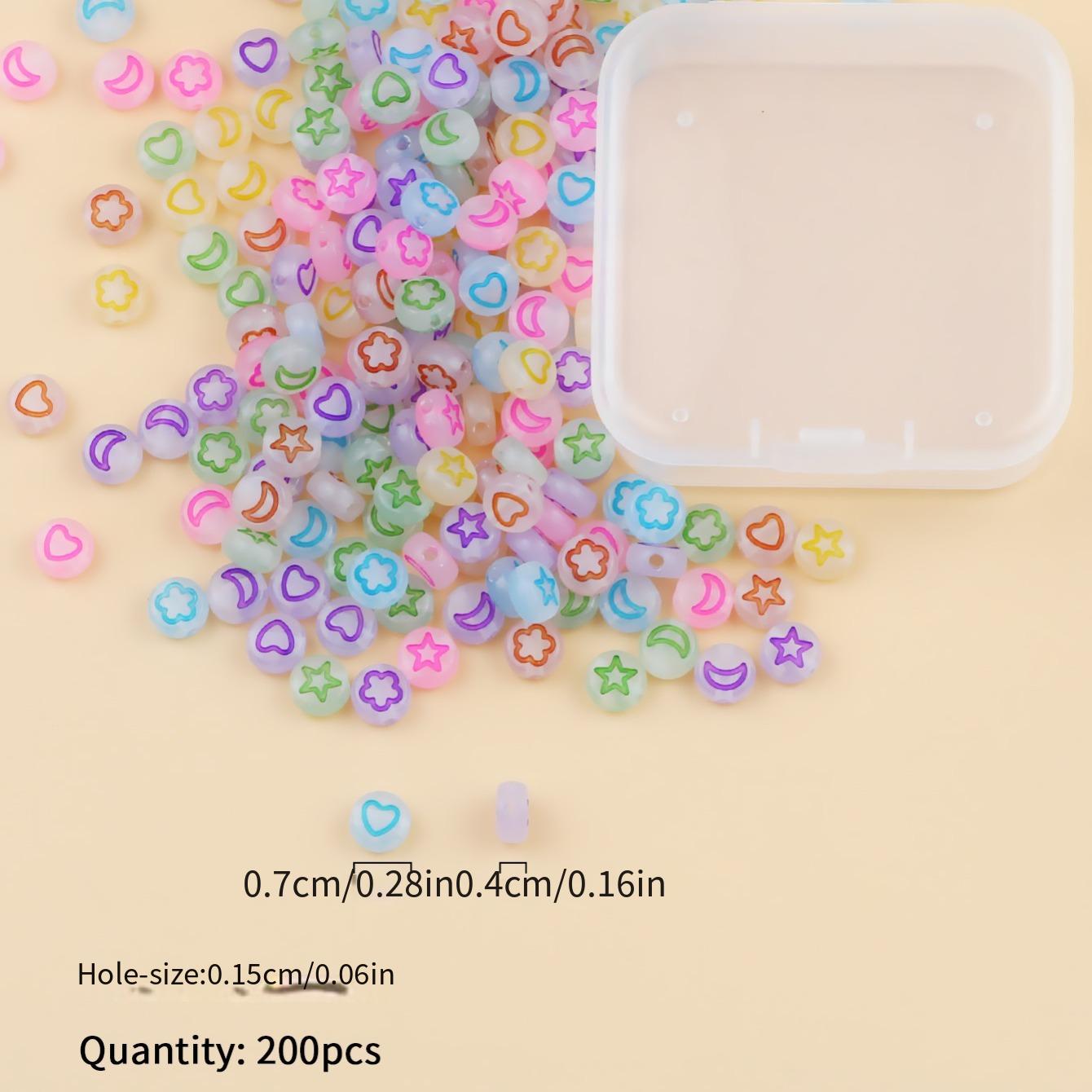 200pc Luminous Star Moon Acrylic Shape Beads For Jewelry Making