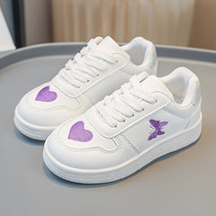 Girl's Butterfly & Heart Pattern Skate Shoes Non Slip Casual Sneakers
