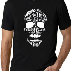 Men's Skull Pattern Sports T shirt Casual Stretch Round Neck Tee Shirt