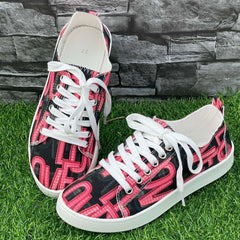 Red Letter Flat Shoes for Women Lightweight Breathable Casual Walking Shoes