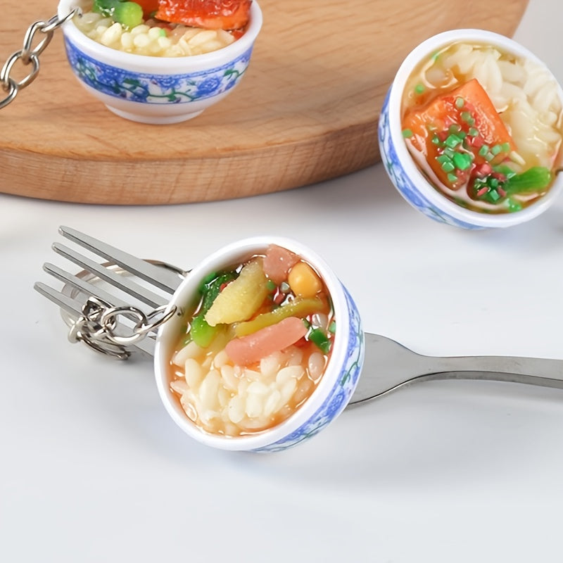 3pcs Chinese Style Bowl Model Keychain Keyring Pendant