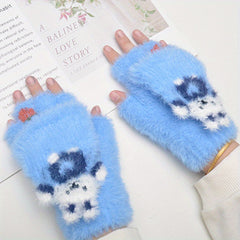 Kids Winter Half-finger Writing Gloves Hand Wash
